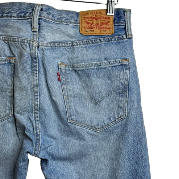 Levi's 501CT Mended High Rise Custom Tapered Blue Button Fly Denim Jeans 32 - Picture 12 of 16